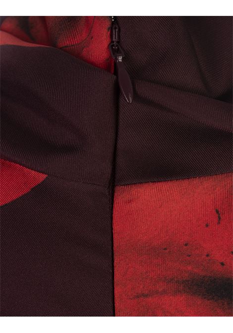 Abito Asimmetrico Fire Lily in Bordeaux/Rosso Fuoco ALEXANDER MCQUEEN | 820891-QCALY5131
